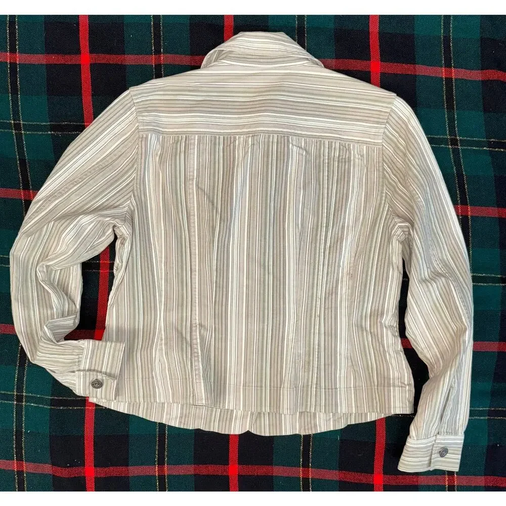 Christopher & Banks Lightweight Stretch Cotton Jeans Style Striped Jacket CLEAN!